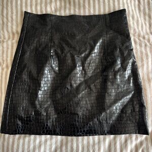 Zara Black Croc-Embossed Mini Skirt